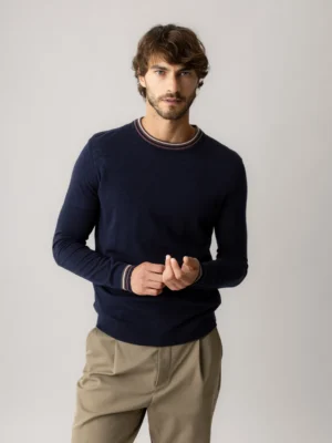Pullover Adam von MOS MOSH in navy mit Kontrastdetails